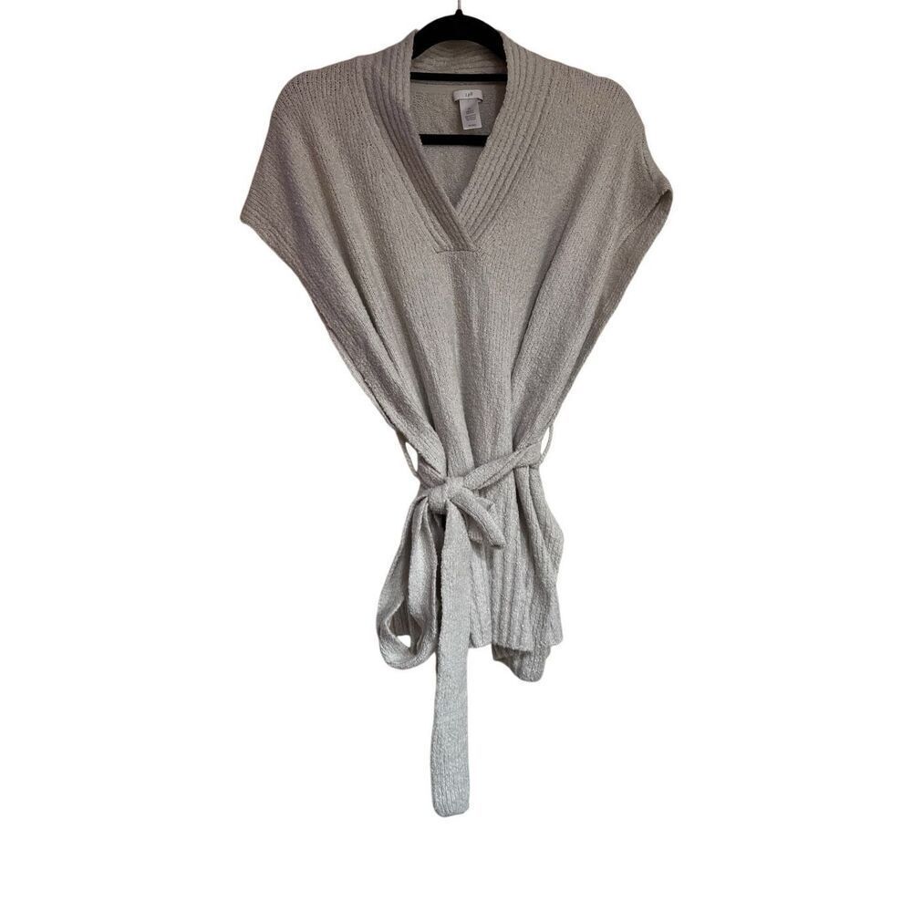 J Jill Top Womens Size Small/Large Cream Knit Tie Waist Shawl Wrap Coverup